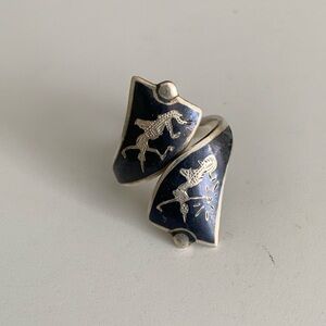 Vintage Sterling Niello Siam Ring